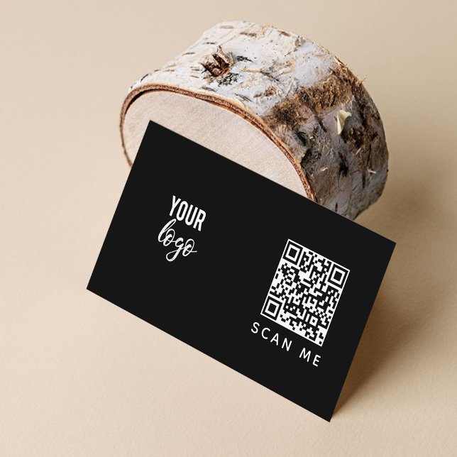 Black Simple Business Logo QR Code Card (Creator Uploaded)