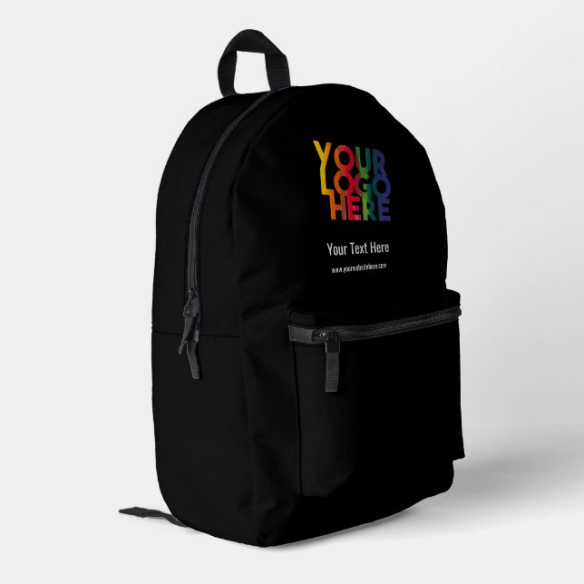 Black Simple Business Logo Swag Printed Backpack (Back Corner Left)