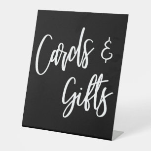Black Simple Casual Handwriting Cards & Gifts Pedestal Sign