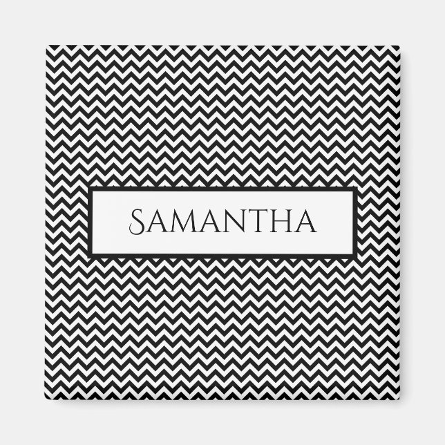 Black Simple Chevron Personalised Magnet (Front)