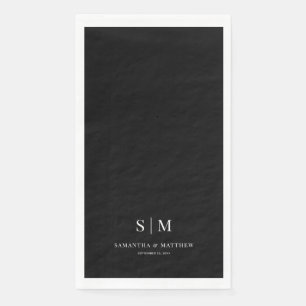 Black Simple Couple Initials Wedding Napkin