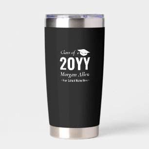 Black   Simple Custom Name Graduation Gift Insulated Tumbler