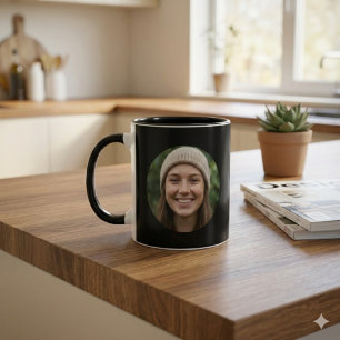 Black Simple Custom Photo Minimal Modern Design Mug