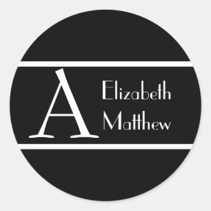 Black Simple Customise Last and First Name Sticker