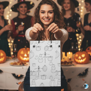 Black Simple Cute Haloween Pumpkin Medium Gift Bag