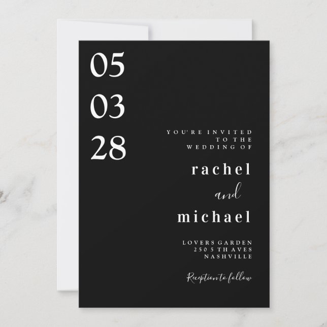 Black Simple elegant invitation (Front)