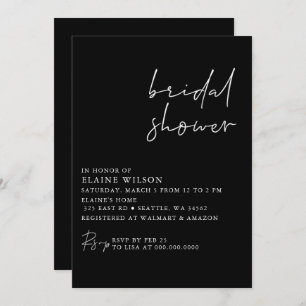 Black Simple Elegant Modern Bridal Shower Invitation