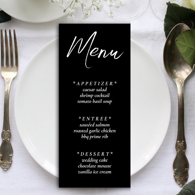 Black Simple Elegant Wedding Reception Menu (Black Simple Elegant Wedding Reception Menu)