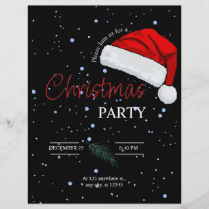 Black Simple Family Christmas Party Invitation Flyer