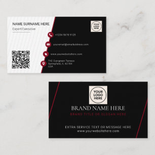 Black Simple Formal QR Code Professional Modern Business Card