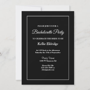 Black Simple Framed Bachelorette Party Invitation