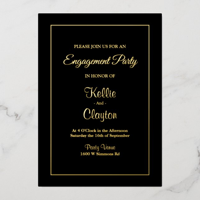 Black Simple Framed Engagement Party (Front)