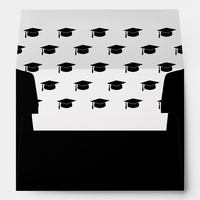 Black Simple Graduation Cap Envelope (Black Simple Graduation Cap Envelope by Painted Paperie)