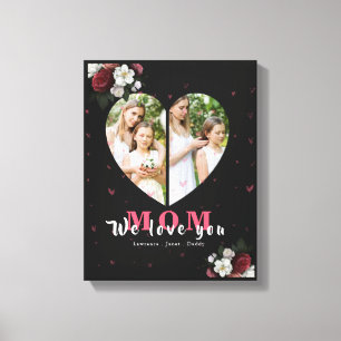 Black Simple Heart Shaped Gift for Mother's day Canvas Print