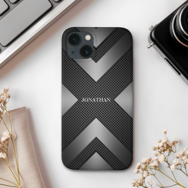 Black Simple Metallic Case-Mate iPhone Case (Creator Uploaded)