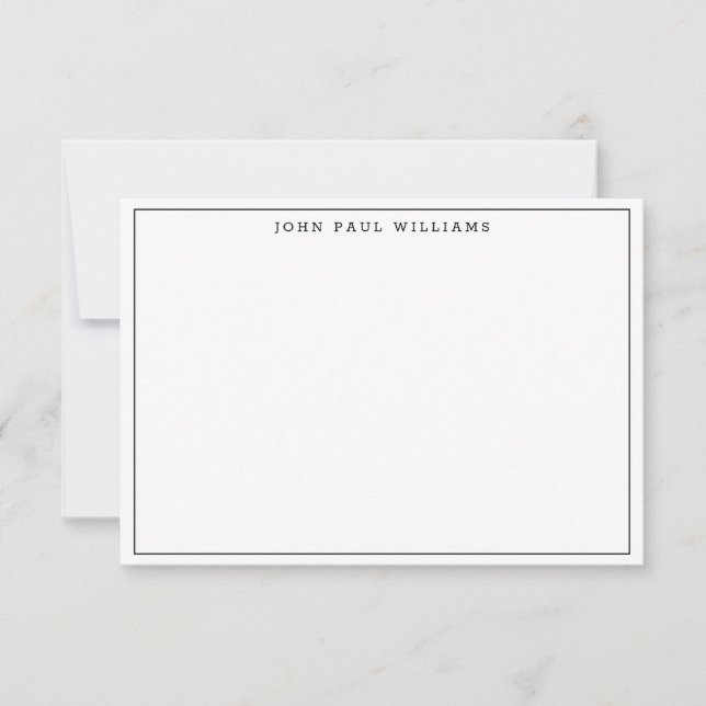 Black Simple Minimalist Modern Formal Thin Border Card (Front)