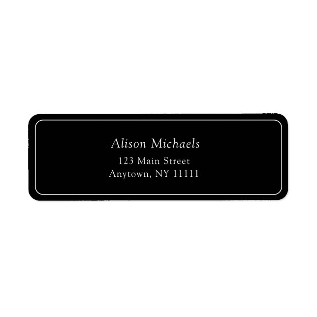 Black Simple Minimalist Return Address Label (Front)