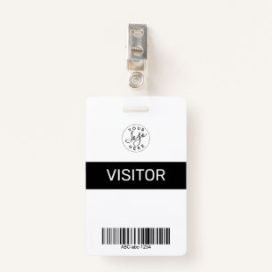 Black Simple Minimalist Visitor's Pass ID ID Badge
