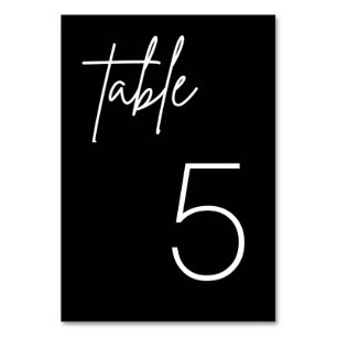 Black Simple Minimalist Wedding Table Card