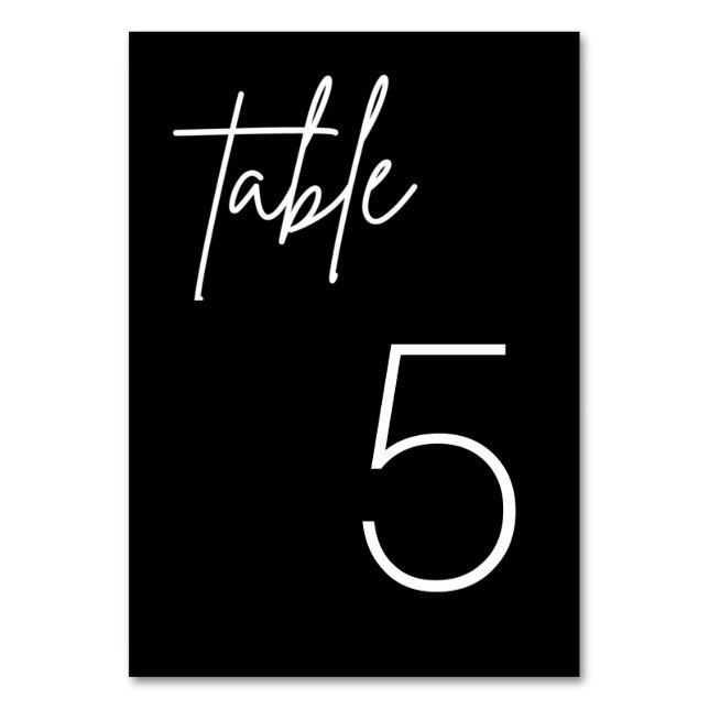 Black Simple Minimalist Wedding Table Card (Front)