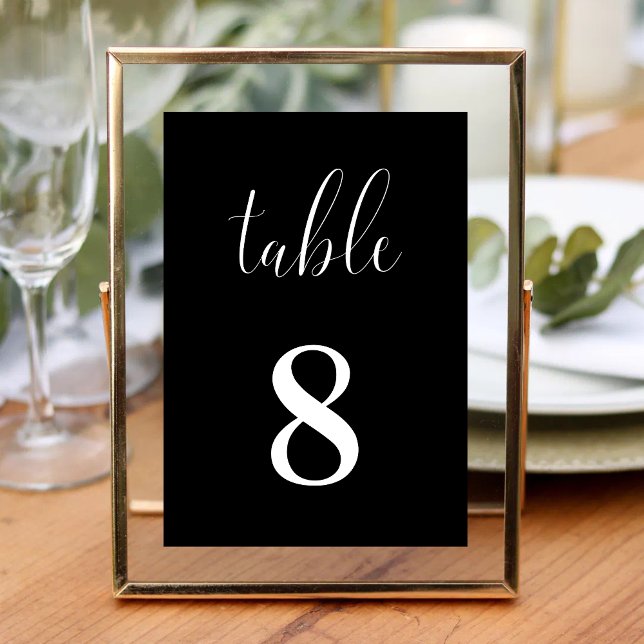 Black Simple Minimalist Wedding Table Card (Creator Uploaded)