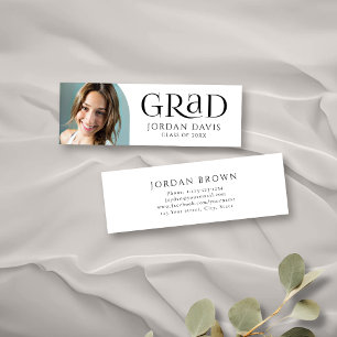 Black Simple Modern Arch Photo Graduate Name Card