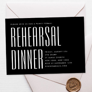 BLACK SIMPLE MODERN BOLD WEDDING REHEARSAL DINNER INVITATION
