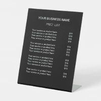 Black Simple Modern Price List Pedestal Sign