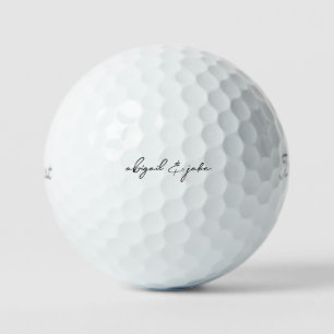 Black Simple Modern Script Couple Names   Golf Balls