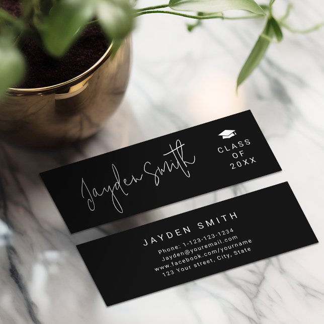Black Simple Modern Script Graduate Name Card (Black Simple Modern Script Graduate Name Card)