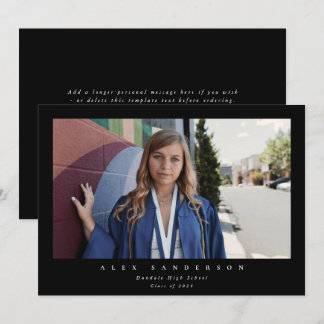 Black Simple Modern Single Photo Graduation Announcement