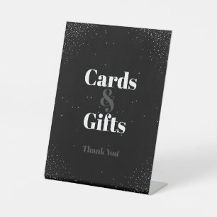Black Simple Night Sky Wedding Cards and Gifts Pedestal Sign