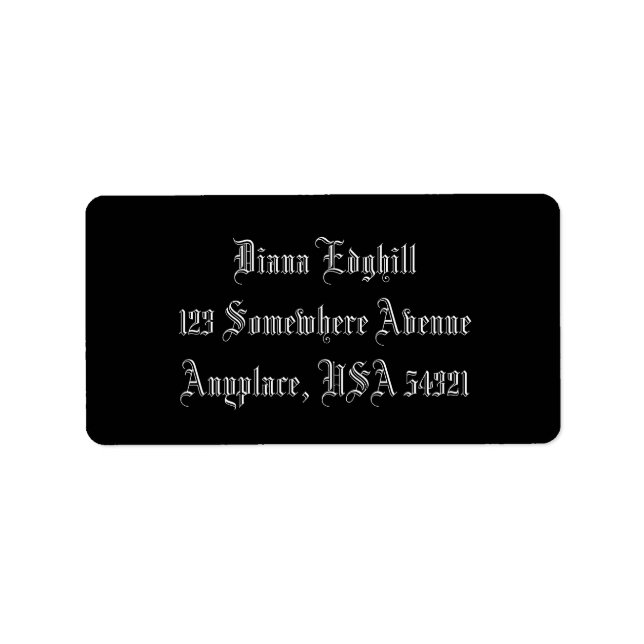 Black Simple Plain Address Labels (Front)