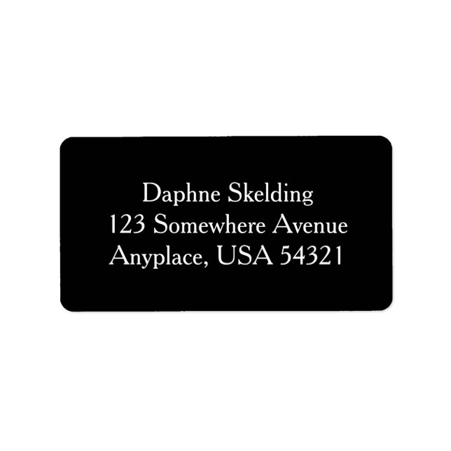 Black Simple Plain Address Labels (Front)
