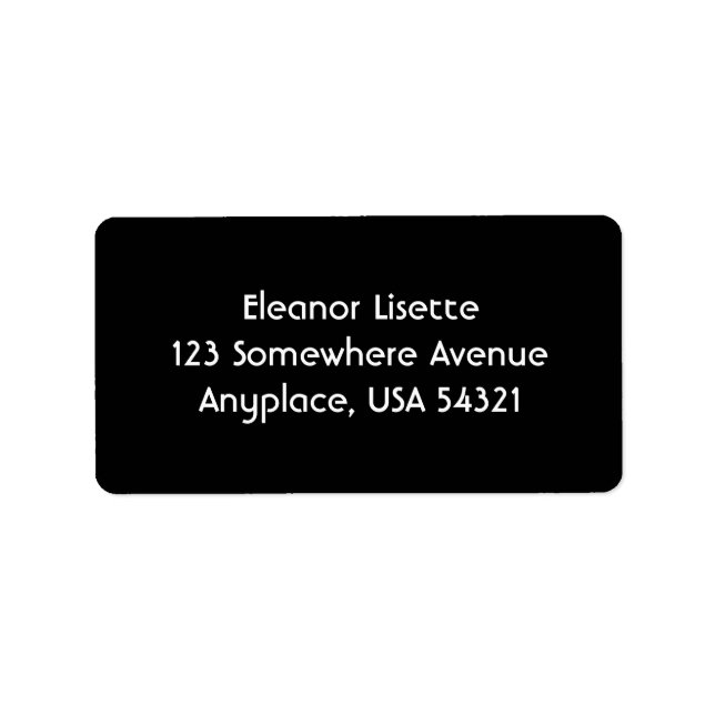 Black Simple Plain Address Labels (Front)
