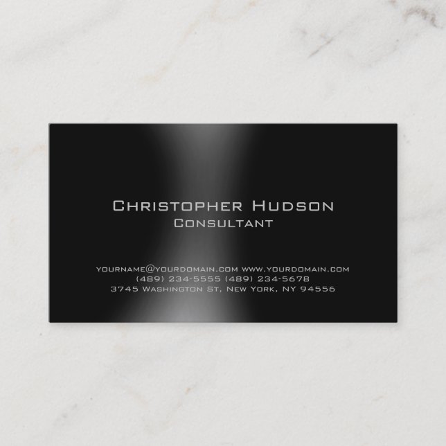 Black Simple Plain Contemporary Business Card (Front)