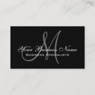 Black Simple Plain Monogram Business Card