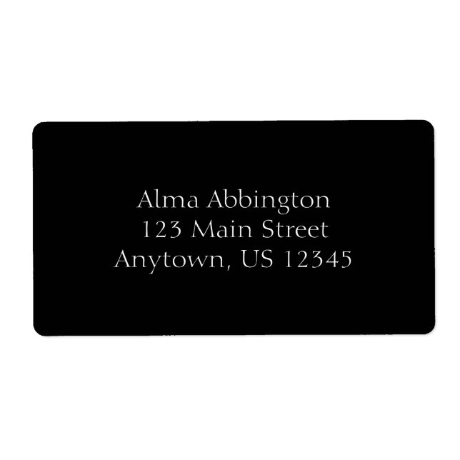 Black Simple Plain Shipping Labels (Front)