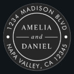 Black Simple Round Return Address Classic Round Sticker<br><div class="desc">CHANGEABLE BACKGROUND COLOR. Create Your Own Round Return Address Sticker.  For more advanced customisation of this design,  please click Customise Further link to change font,  size,  and colour.</div>