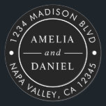 Black Simple Round Return Address Classic Round Sticker<br><div class="desc">CHANGEABLE BACKGROUND COLOR. Create Your Own Round Return Address Sticker.  For more advanced customisation of this design,  please click Customise Further link to change font,  size,  and colour.</div>