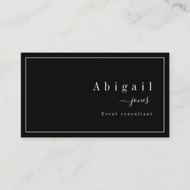 Black Simple Script Modern Luxury Professional Business Card (Front)