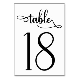 Black simple sign 3.5x5 table number Table 18