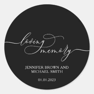 Black Simple Signature Loving Memory Classic Round Sticker