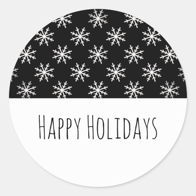 Black Simple Snowflake Holiday Stickers (Front)