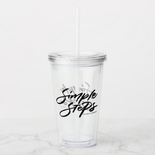 Black Simple Steps Quote Modern Calligraphy Acrylic Tumbler