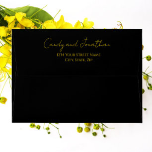Black Simple Style Modern Script Wedding Envelope
