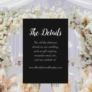 Black Simple Style Wedding Details Enclosure Card