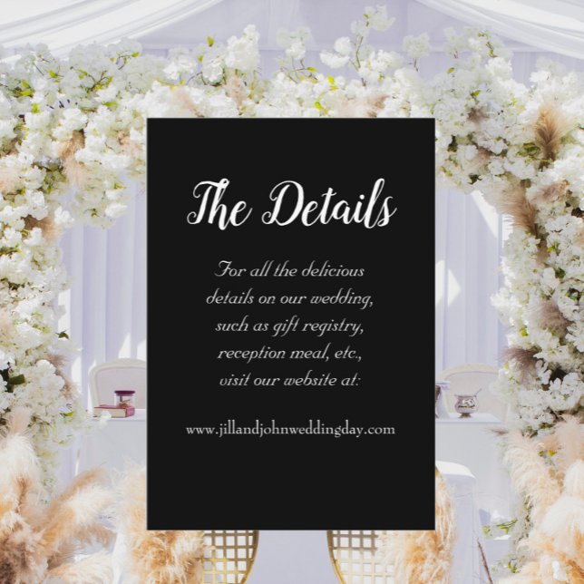 Black Simple Style Wedding Details Enclosure Card (In Situ Wedding)