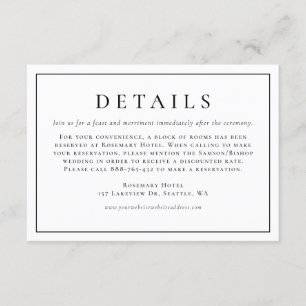 Black Simple Typography Formal Wedding Details Enclosure Card