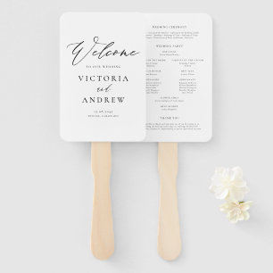 Black Simple Typography Formal Wedding Program Hand Fan
